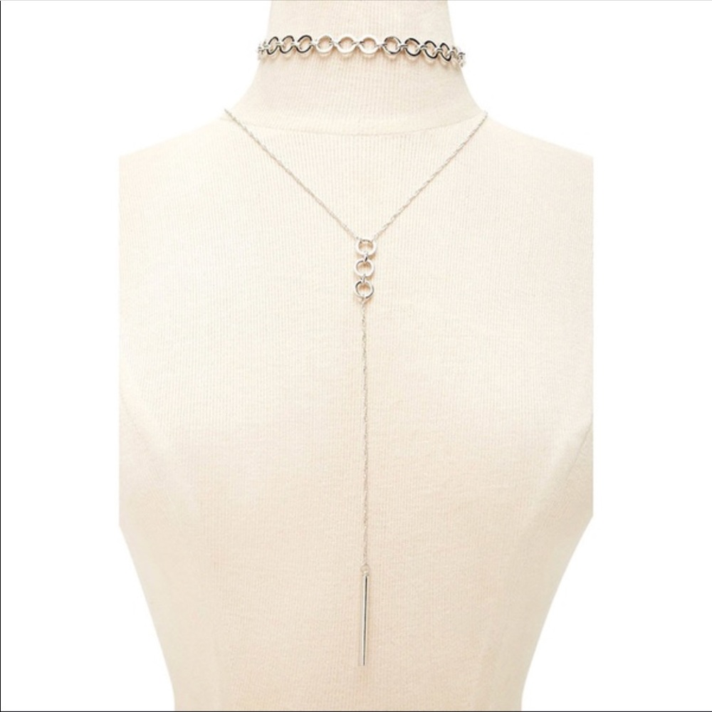 Geometric tear drop necklace and choker - Picture 2 of 3